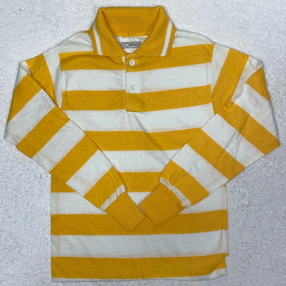 NWOT vintage compass made in USA yellow white rugby polo boys size 7